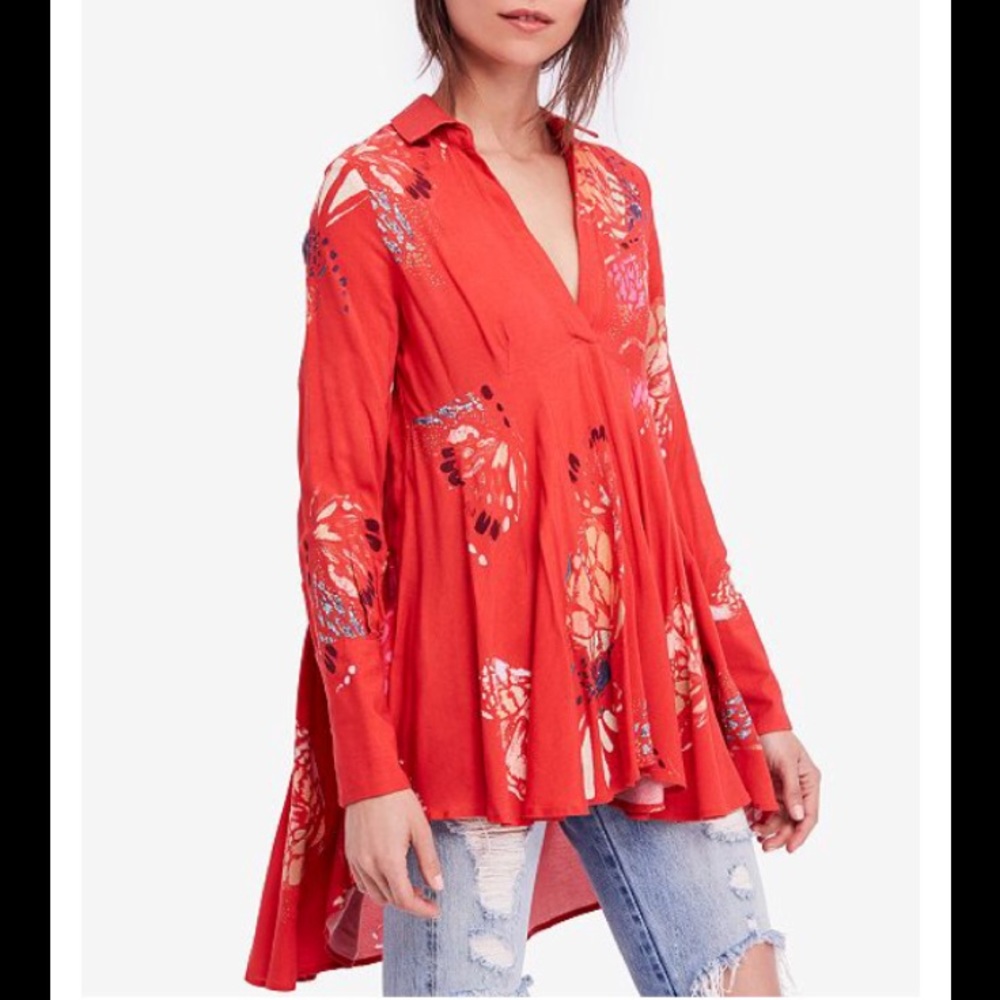 Free People Field of Butterflies High-Low Tunic